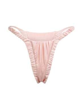 New Divino Seas $110 Ada Delicate Ruched Thong Bikini Bottom Baby Pink L NWT